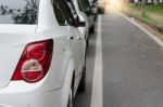 Car Tail Lights Stock Photo