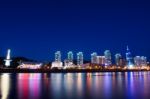 South Korea Skyline At Night Stock Photo