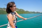 Young Woman On The Boat Stock Photo