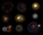 Set Of Fireworks Stock Photo