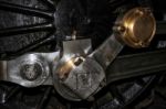 Old Steam Train Wheel At Sheffield Park Station Stock Photo