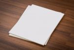 Blank Catalog, Magazines,book Mock Up On Wood Background Stock Photo