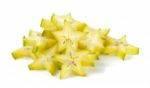 Sliced Star Apple Isolated On The White Background Stock Photo