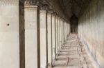 Ancient Corridor At Angkor Wat Stock Photo