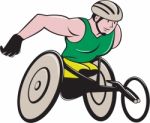 Wheelchair Racer Racing Isolated Stock Photo