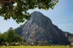 Pattaya, Thailand - December 18, 2016 : 130 Meter High Golden Buddha Laser Carved And Inlayed With Gold On Khao Chi Chan Cliff, Pattaya, Chonburi Province, Thailand Stock Photo