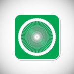 Bicycle Wheel Icon. Green Square Frame.  Illustration Stock Photo