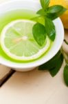 Mint Infusion Tea Tisane With Lemon Stock Photo