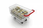 Shopping Cart With Dollars Stock Photo