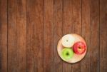 Top View Of Three Different Kind Of Apples Stock Photo