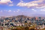 View Of Cityscape And Seoul Tower In Seoul, South Korea. Autumn Stock Photo