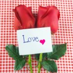 Red Rose With Message Card Image Of Valentines Day Stock Photo