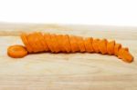 Carrot Sliced On A Cutting Board Stock Photo