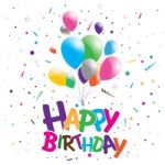 Happy Birthday On A Party Background. Happy Birthday With Multicolored Balloons Stock Photo