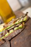 Grilled Vegetables On Bread Stock Photo