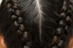 Braid Hairstyle. Black Long Hair Close Up Stock Photo