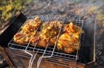 Chicken Breast Grilled On A Coals Stock Photo