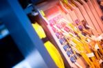 Fiber Optic With Servers In A Technology Data Center Stock Photo