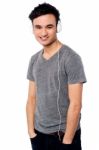 Young Guy Enjoying Music Stock Photo