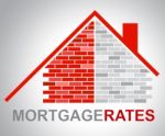 Mortgage Rates Represents Real Estate And Apartment Stock Photo