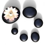 Spa Stones Represents Peaceful Spirituality And Blooming Stock Photo