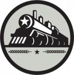 Steam Train Locomotive Star Circle Retro Stock Photo