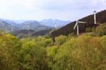 Wind Power In The Mountains Stock Photo