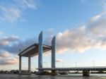 New Lift Bridge Jacques Chaban-delmas Spanning The River Garonne Stock Photo