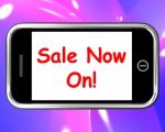 Sale Now On words Mobile Phone Stock Photo