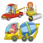 Set Of Construction Vehicle Animal Cartoon Stock Photo