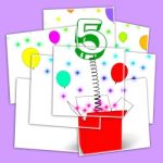 Number Five Surprise Box Displays Surprise Party Or Festivity Stock Photo