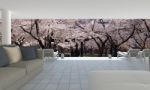 Japan Style Interior With Sakura Flower Tree-3d Rendering Stock Photo