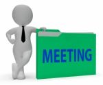 Meeting Folder Represents Arranging Files 3d Rendering Stock Photo