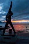 Statue Of Freddie Mercury In Montreux Switzerland Stock Photo