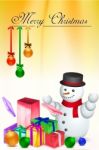 Snowman With Christmas Gifts Stock Photo