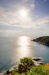 High Angle View Island And Sea At Laem Phromthep Scenic Point Stock Photo