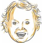 Caucasian Toddler Smiling Drawing Stock Photo