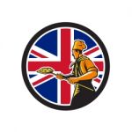 British Pizza Baker Union Jack Flag Icon Stock Photo