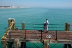 Worthing, West Sussex/uk - April 20 : Fishing From Worthing Pier Stock Photo