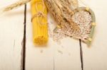 Organic Raw Italian Pasta And Durum Wheat Stock Photo