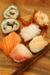 Complete Sushi Meal With Nigiris And Rolls Stock Photo