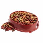 Multicolored Dry Cat Or Dog Food In Red Bowl Isolated On White B Stock Photo