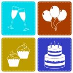 Celebrate Icons Indicate Party Joy And Fun Stock Photo