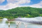 Wooden Bridge Or Wolyeonggyo Bridge In Andong,korea Stock Photo