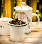 Refreshing Japanese Tea Shows Break Time And Cafes Stock Photo