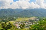 Landscape High Angle View Of The City In The Valley Stock Photo