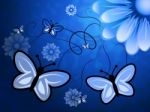 Butterflies On Flowers Represents Flora Flying And Florals Stock Photo