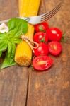 Italian Spaghetti Pasta Tomato And Basil Stock Photo