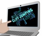 Cliff Jumping Indicates Text Words And Rock Stock Photo