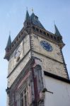 Partial View Of The Old Town City Hall In Prague Stock Photo